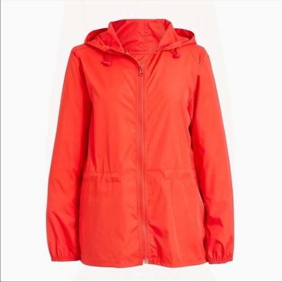 J. Crew Red Lightweight packable rain jacket size medium - Picture 1 of 7